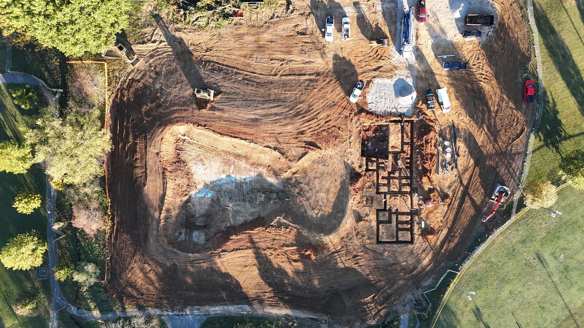 Excavation and pool layout at Camp Taylor Memorial Park, October 2024