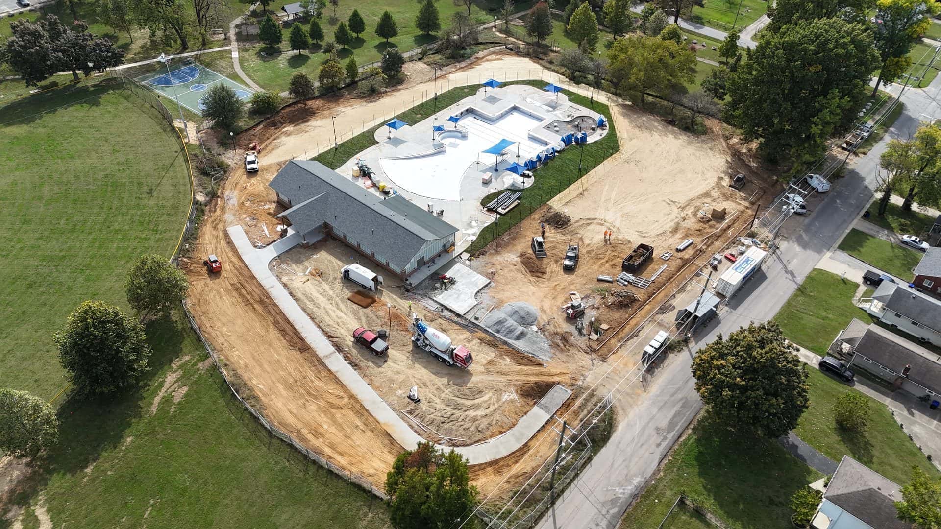Aerial of the finished Camp Taylor Memorial Park waterpark