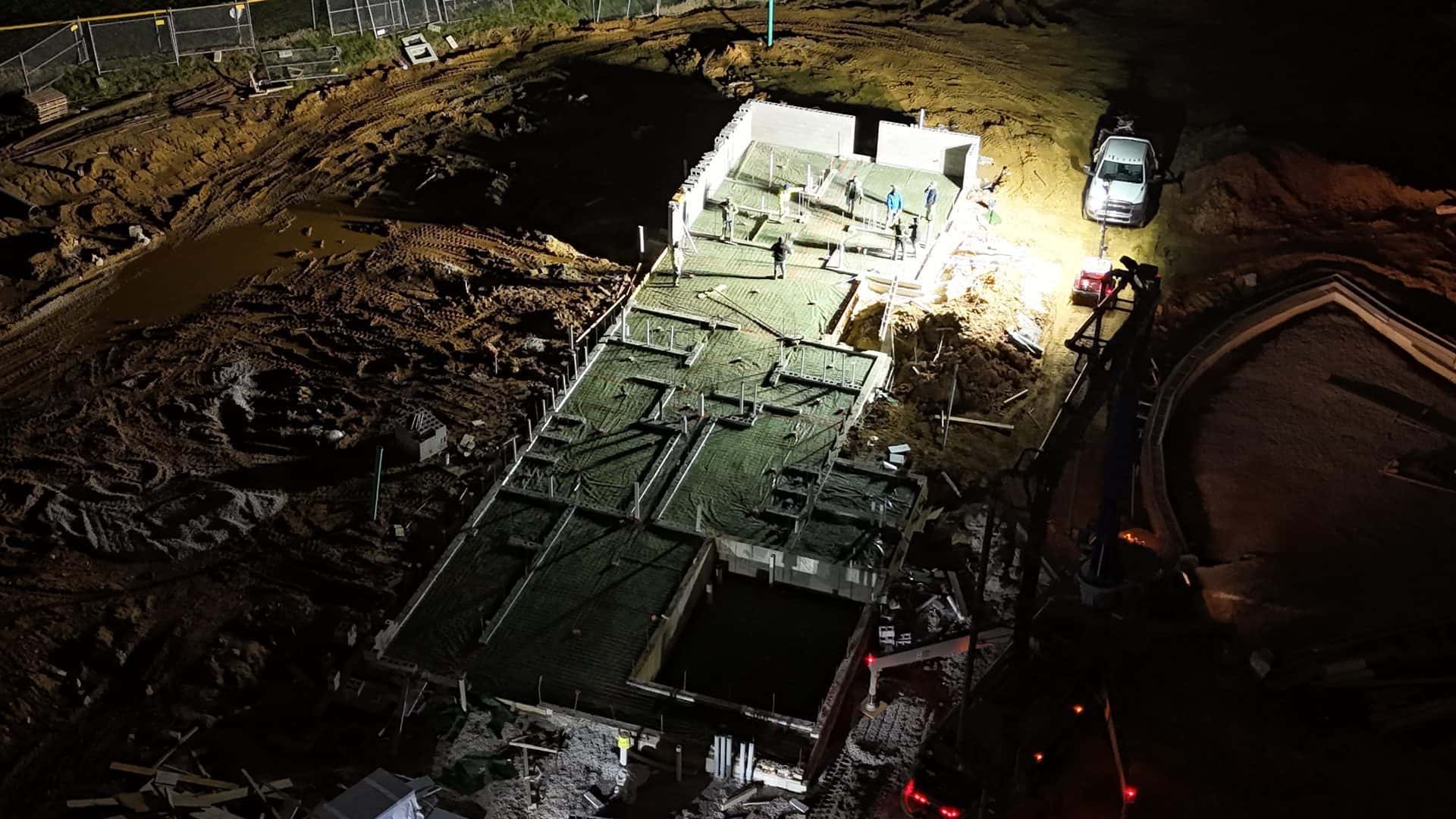 Night concrete pour — Camp Taylor Memorial Park Pool, Louisville KY